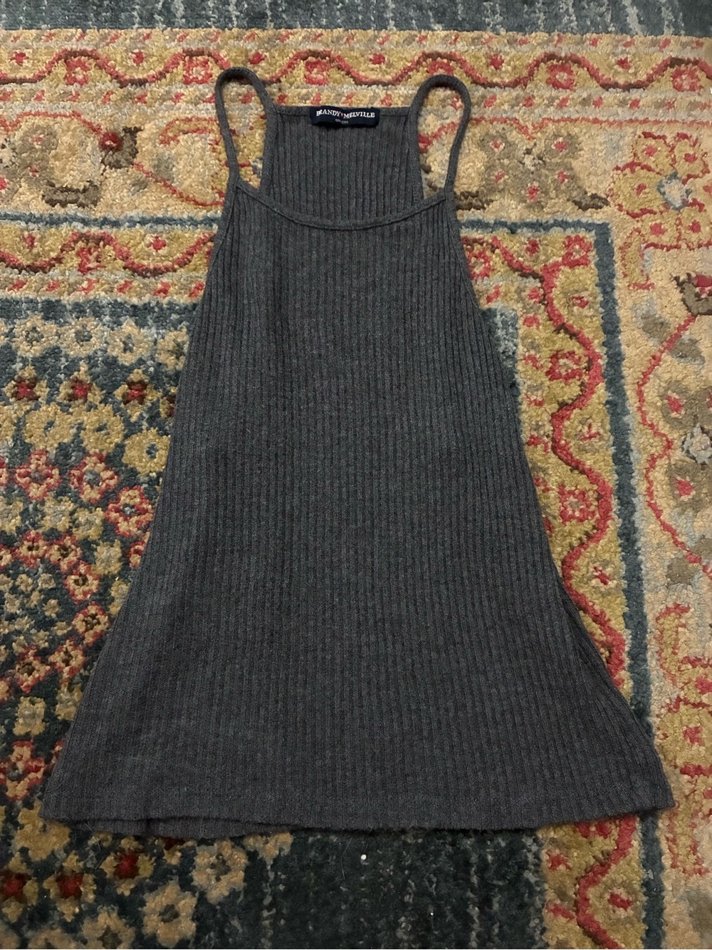 Brandy Melville Charcoal Ribbed Tank Dress